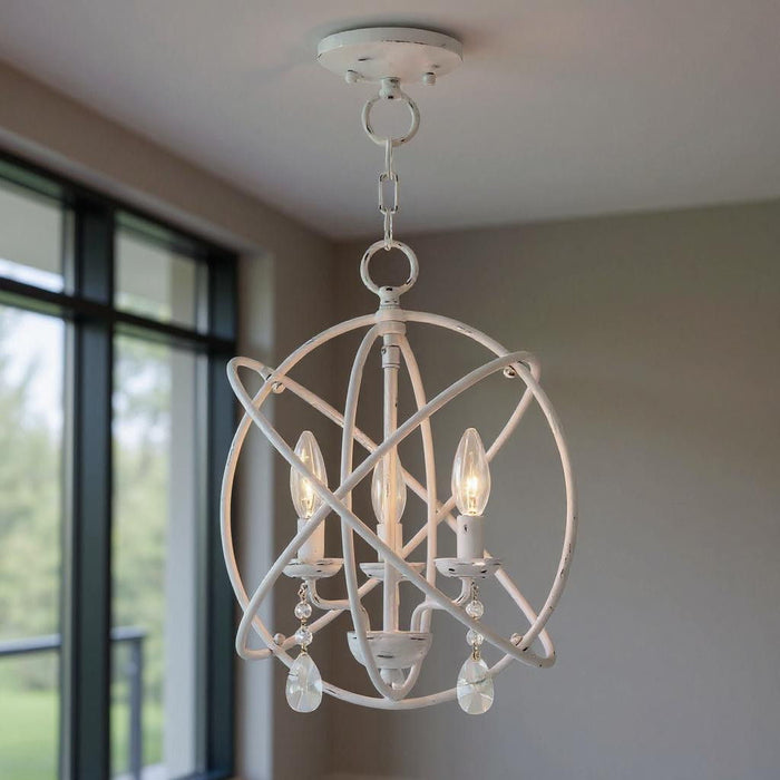 17" Three-Light Dimmable Chandelier With Shades - White