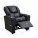 Black Giga Sally Deluxe Kids Recliner Chair with built-in cup holder, featuring a comfortable reclining design for children.