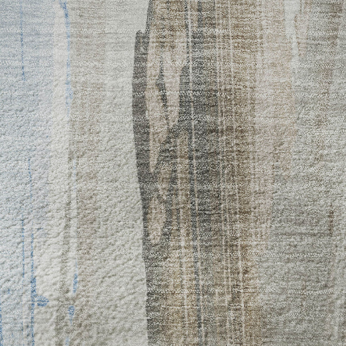 10' X 14' Abstract Washable Area Rug With UV Protection (705557) - Coffee / Blue