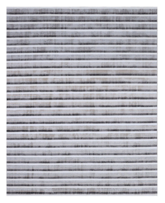 9' x 12' Striped Hand Loomed Area Rug - Brown And Ivory