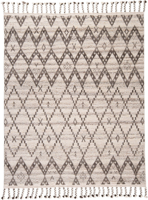 9' x 13' Wool Geometric Hand Knotted Area Rug - Taupe And Ivory