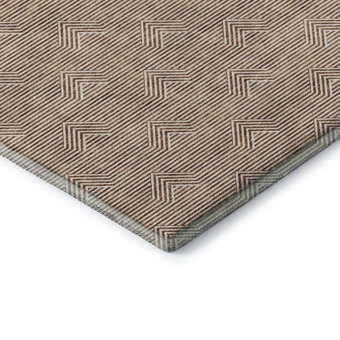 10' X 14' Abstract Geometric Washable Area Rug With UV Protection (672356) - Rust / Ivory