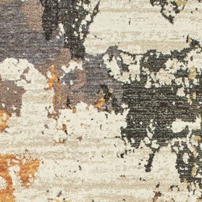 8' Round Power Loom Area Rug - Beige And Black