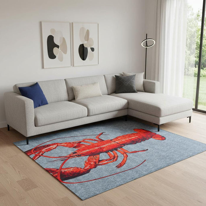 7' X 9' Abstract Washable Area Rug (552030) - Blue / Red