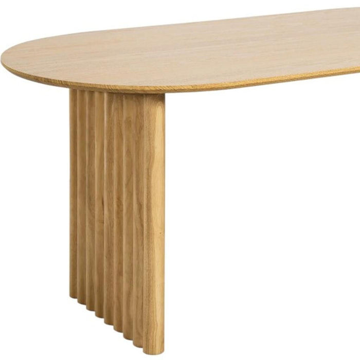 79" Solid Wood Mirrored Double Pedestal Base Oval Dining Table Top - Natural