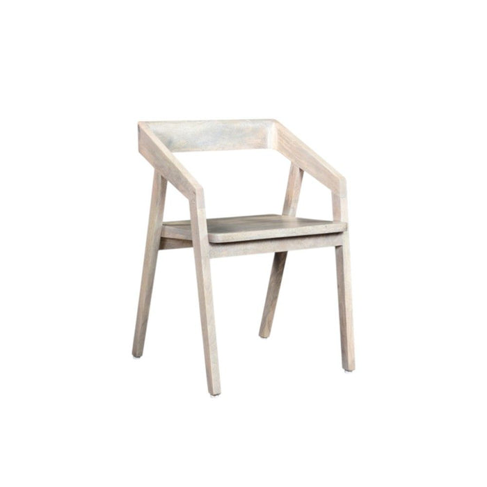 Solid Wood Open Back Dining Arm Chair - White