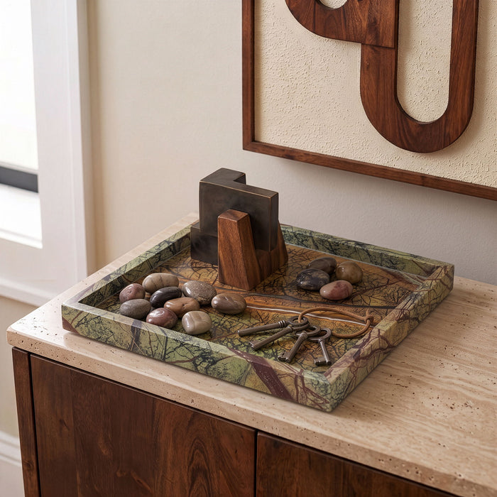Elegant Michael Genuine Marble Tray by Meridian Furniture, showcasing a sleek, polished marble surface perfect for serving or decor.