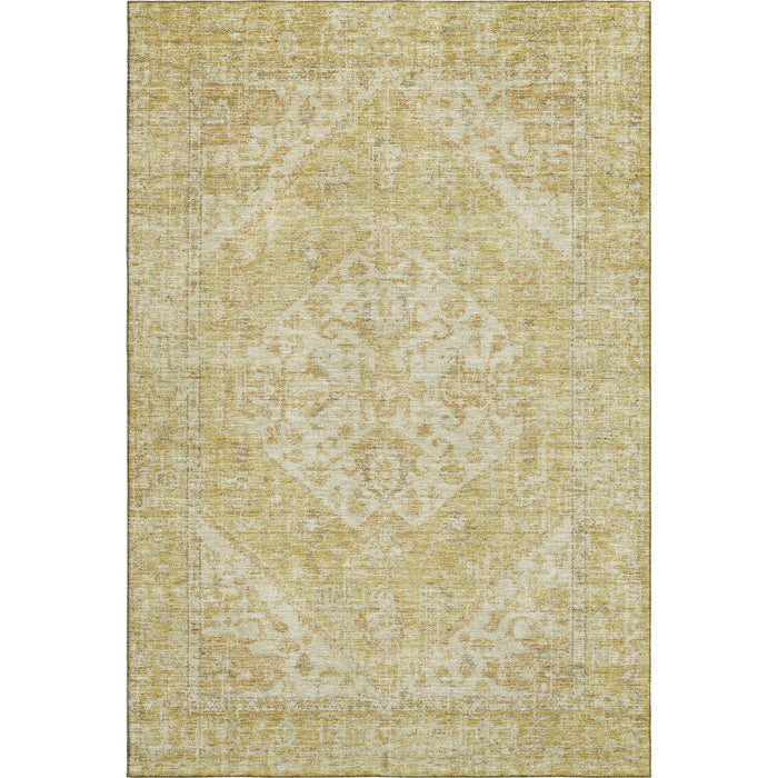 10' X 14' Medallion Washable Area Rug With UV Protection (684370) - Gold / Beige