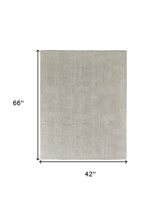 4' x 6' Wool Hand Knotted Area Rug - Tan And Ivory