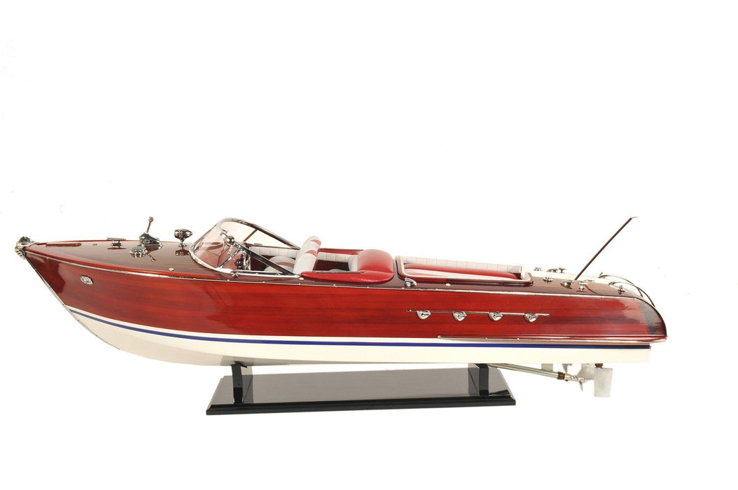 Hand Painted Decorative Boat - Red / White / Brown