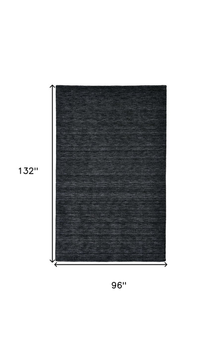 8' x 11' Wool Hand Woven Area Rug - Black
