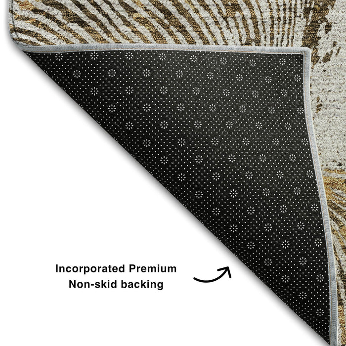 10' X 14' Woodland Lodge Washable Area Rug With UV Protection (657407) - Taupe / Brown / Ivory