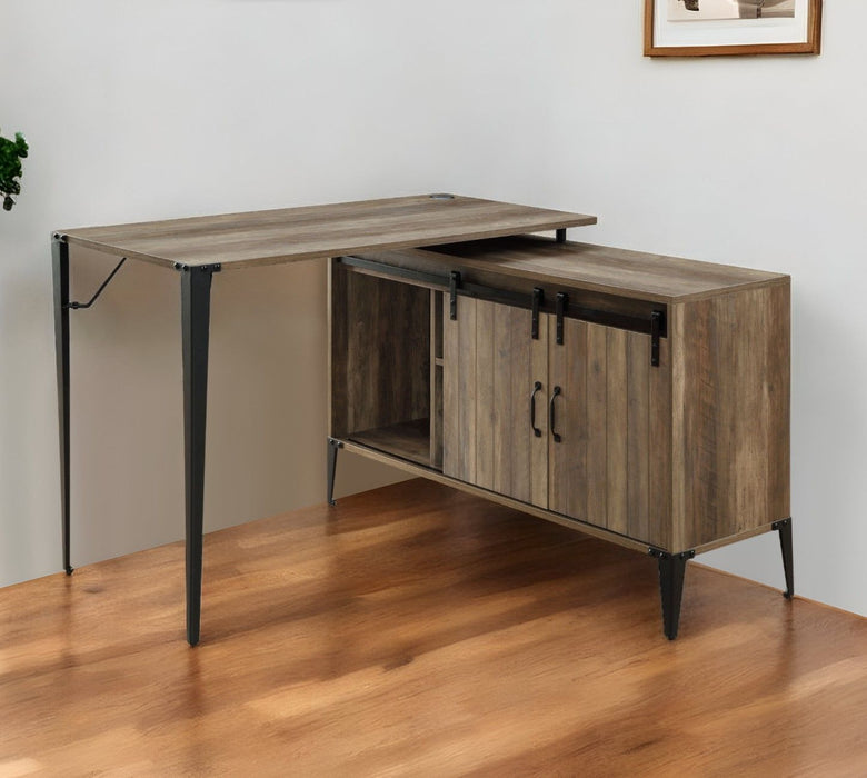 48" L Shape Writing Desk - Brown And Black