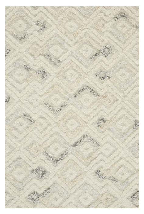 10' x 14' Wool Geometric Tufted Handmade Area Rug - Ivory Gray And Black