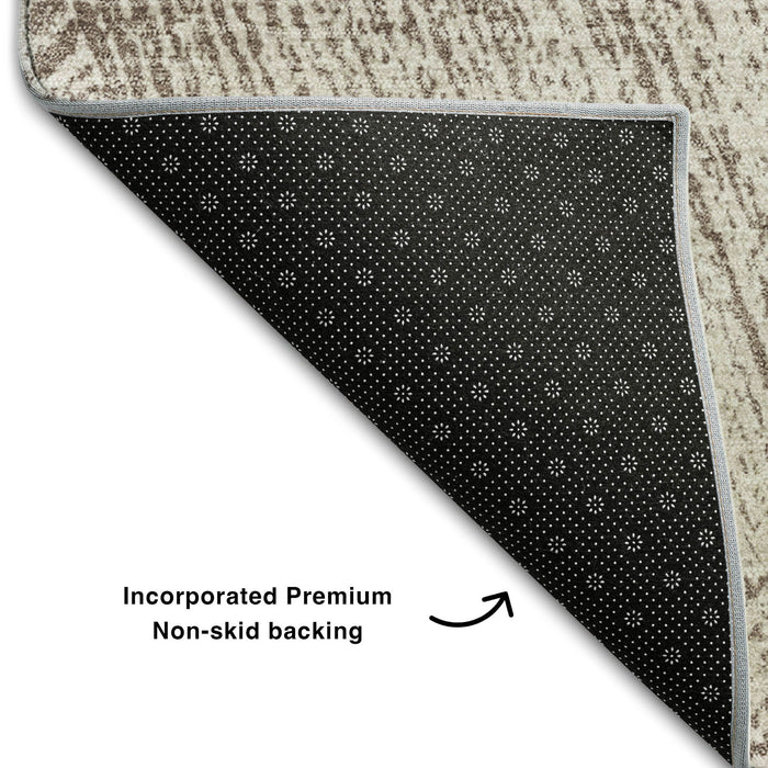 10' X 14' Abstract Washable Area Rug With UV Protection (678125) - Beige / Brown