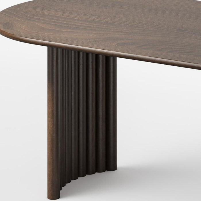 79" Solid Wood Double Pedestal Base Oval Dining Table - Walnut / Dark Brown