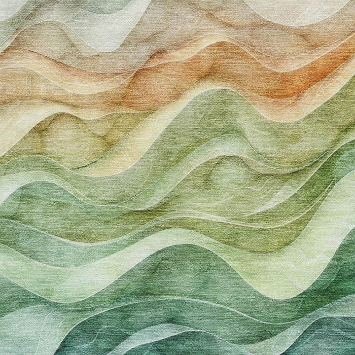 10' X 14' Abstract Washable Area Rug With UV Protection (692472) - Teal / Peach / Lime Green