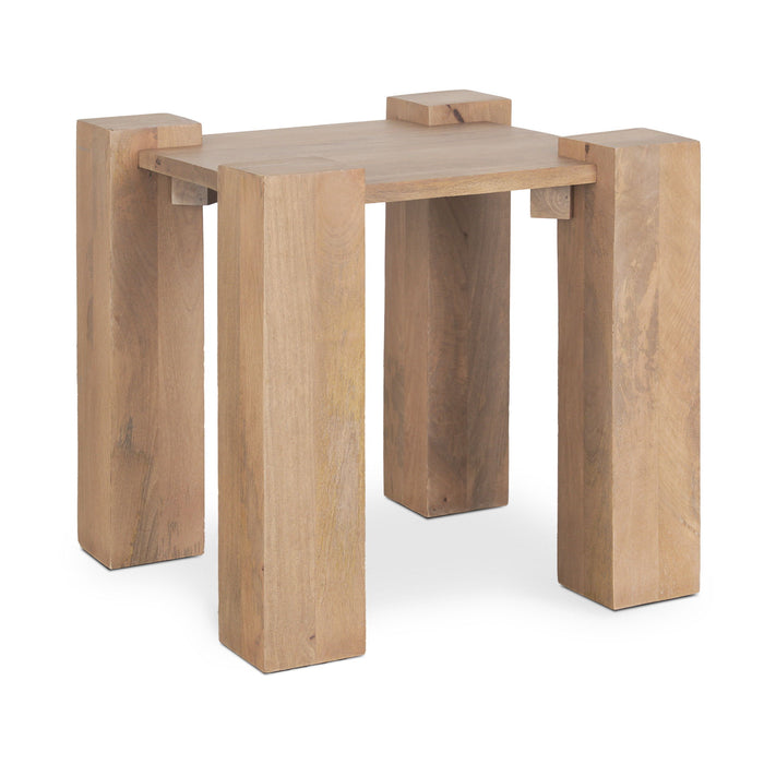 Distressed Solid Wood Square End Table (605395) - Natural