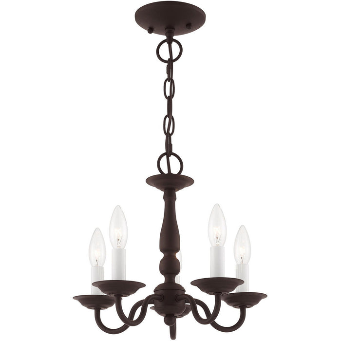 11" Five Light Dimmable Chandelier With Shades - Bronze