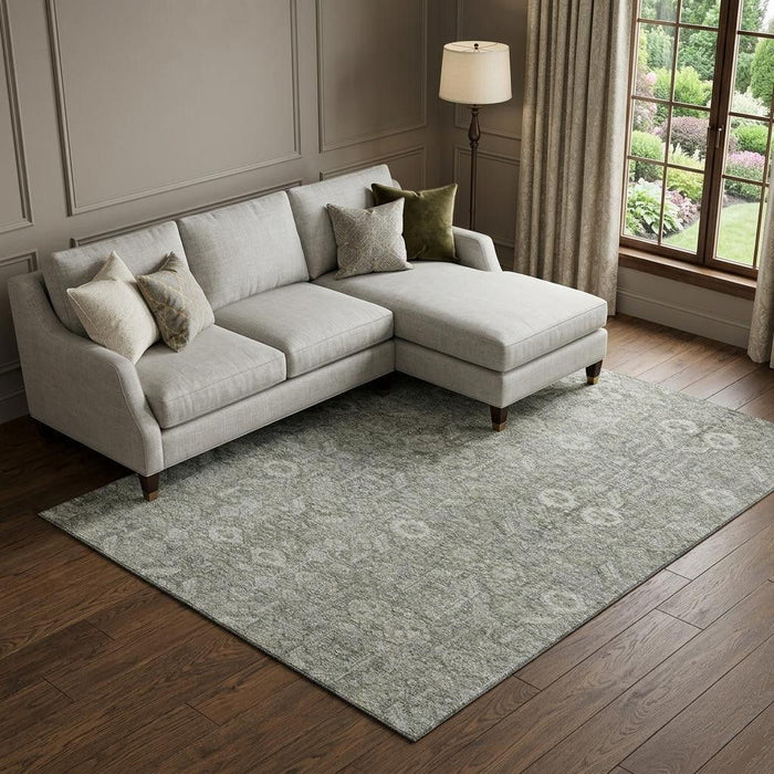 10' X 14' Tribal Washable Area Rug With UV Protection (649870) - Gray / Ivory