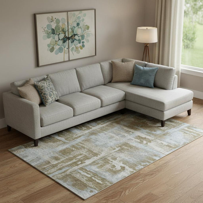 10' X 14' Abstract Washable Area Rug With UV Protection (714625) - Brown / Beige