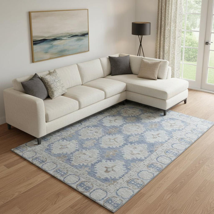 10' X 14' Oriental Washable Area Rug With UV Protection (700487) - Blue / Brown