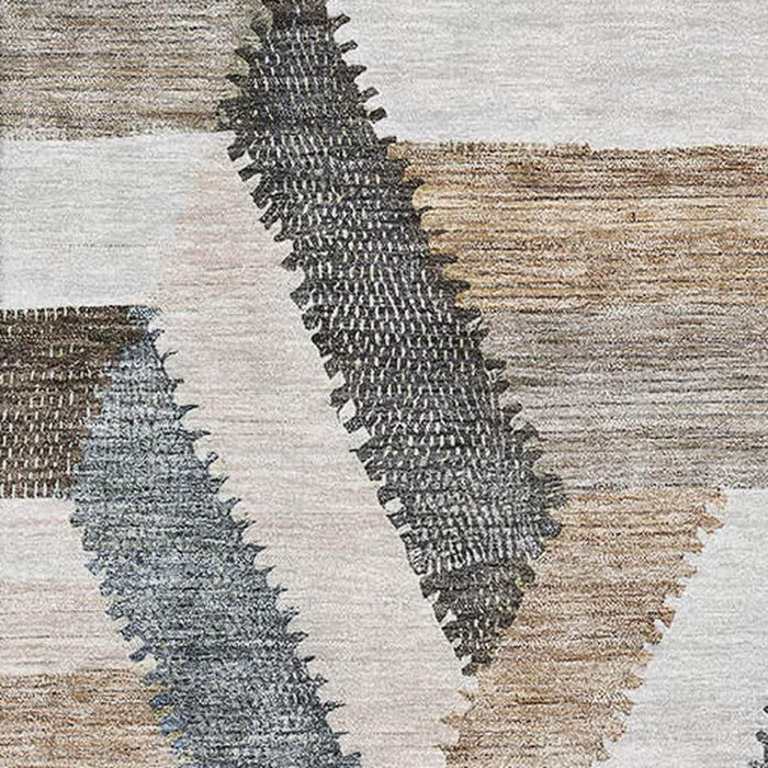 10' X 14' Geometric Washable Area Rug With UV Protection (692436) - Brown / Ivory / Gray
