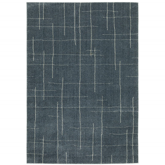 9.8' x 12.8' Geometric Power Loom Area Rug - Blue And Gray