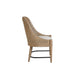 Set of two Bernards Furniture cane-backed host chairs in sand color, featuring wooden legs and woven cane backrests.