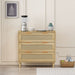 Giga oak 3-drawer storage cabinet with rattan drawers, ideal for bedroom or living room storage and organization.