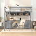 Giga loft bed with integrated desk, cabinets, drawers, charging station, and bedside tray for compact bedroom organization.