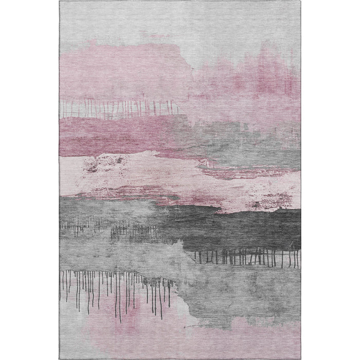 10' X 14' Abstract Washable Area Rug With UV Protection (706691) - Pink / Gray / Ivory