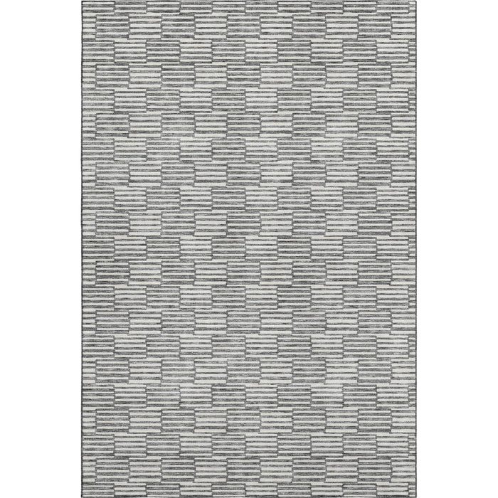10' X 14' Abstract Geometric Washable Area Rug With UV Protection (672977) - Gray / Ivory
