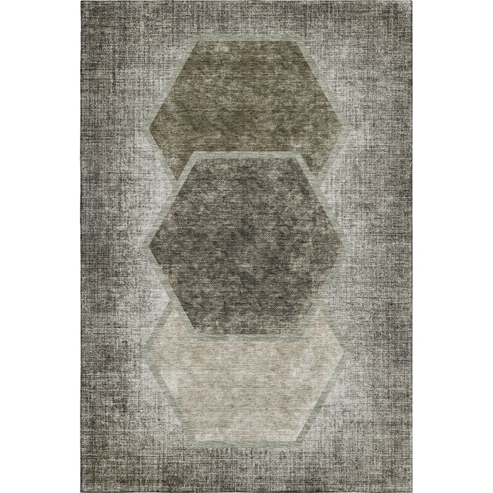 10' X 14' Geometric Washable Area Rug With UV Protection (655902) - Taupe / Brown
