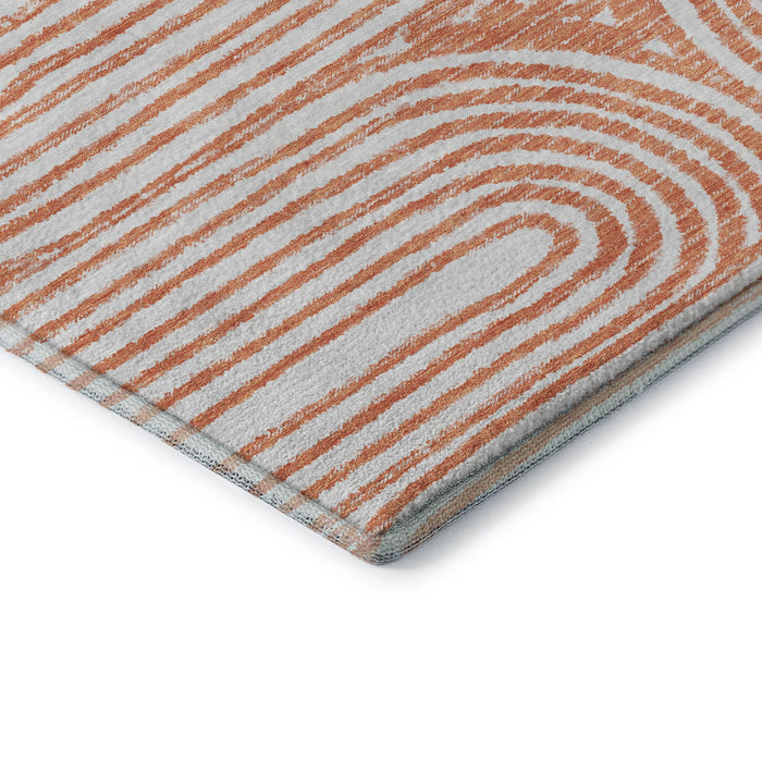 10' X 14' Geometric Washable Area Rug With UV Protection (648262) - Salmon / Ivory