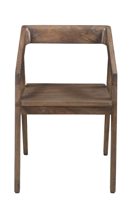 Solid Wood Open Back Dining Arm Chair - Dark Brown