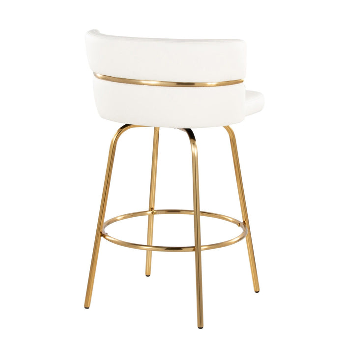 Cinch - 26" Fixed-Height Counter Stool With Swivel - Gold Metal Base (Set of 2)