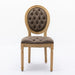 Giga French style solid wood dining chair set with nailhead trim, antique painting design, wood legs, and decorative buckle details.
