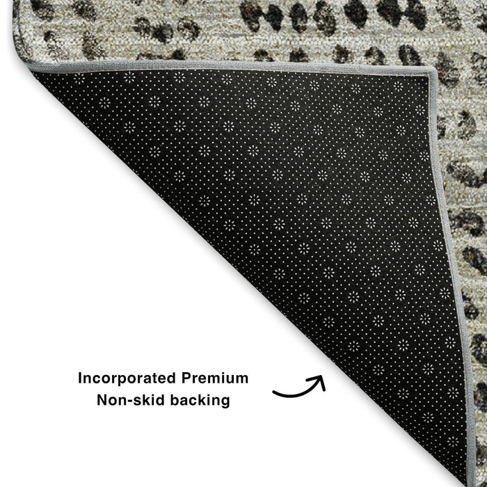 9' X 12' Diamond Washable Area Rug With UV Protection (650577) - Gray / Black