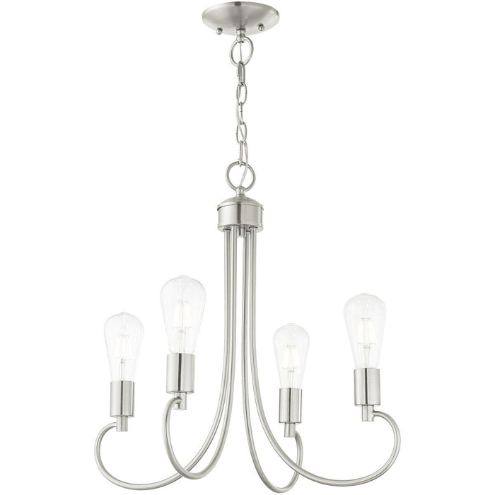 20" Four-Light Dimmable Chandelier With Shades - Nickel