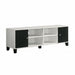 Giga 2-tone black and white TV stand with open shelves and concealed storage, modern living room furniture.