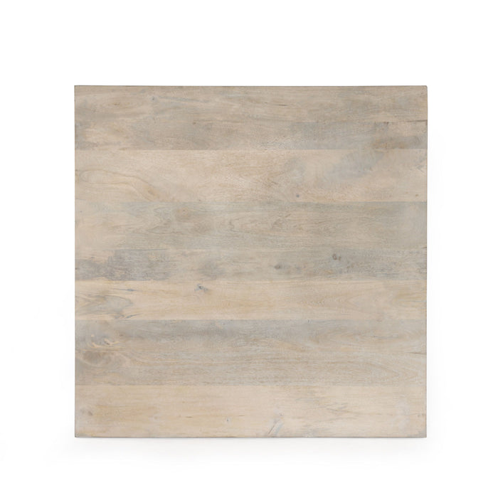 Solid Wood Square End Table - Brushed Ivory