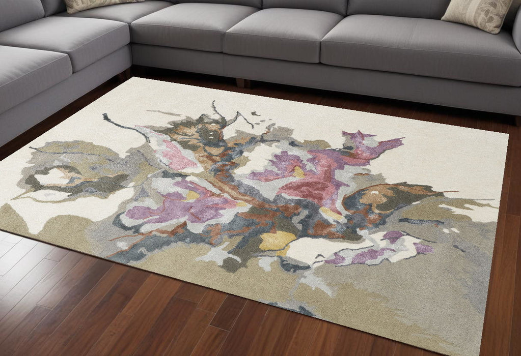 9' x 12' Wool Floral Hand Tufted Area Rug - Pink And Green