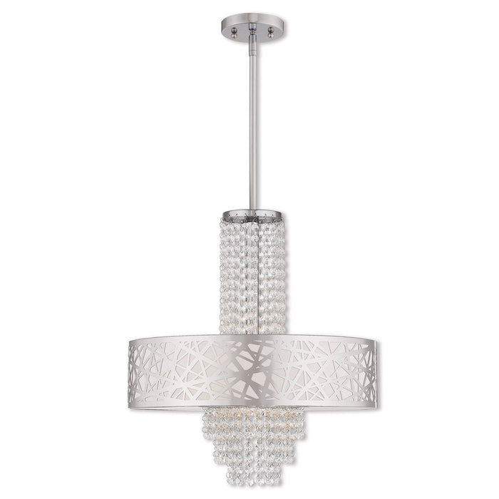22" Four Light Dimmable Chandelier With Shades - Silver