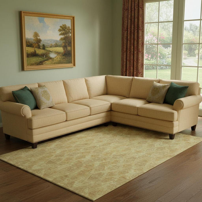 10' X 14' Diamond Washable Area Rug With UV Protection (652623) - Gold / Beige