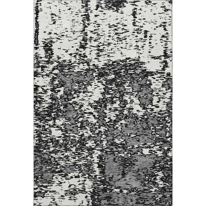 10' X 14' Abstract Washable Area Rug With UV Protection (675210) - Black / Ivory