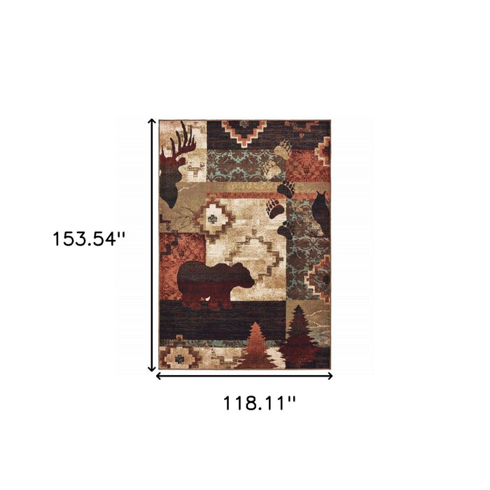 10' x 13' Animal Lodge Area Rug - Rustic Brown