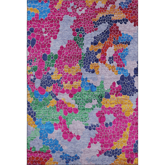 10' X 14' Geometric Washable Area Rug With UV Protection (707683) - Blush / Blue / Yellow