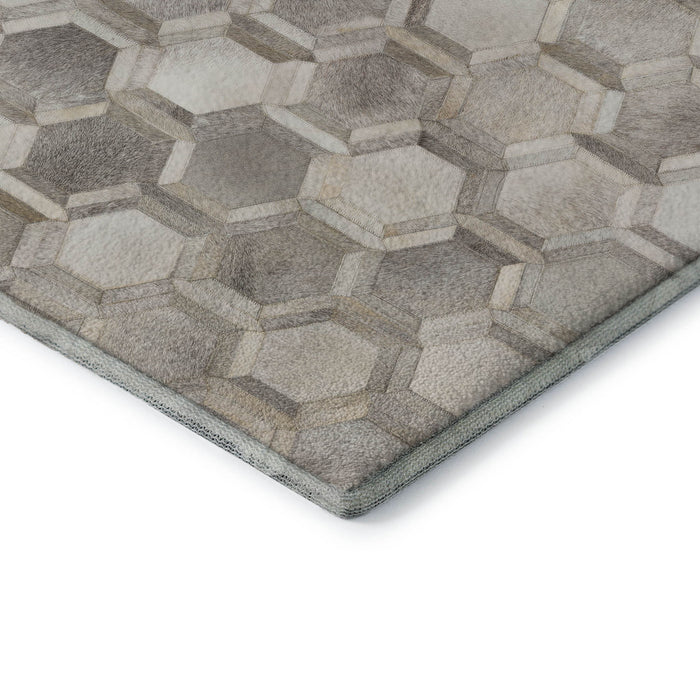 8' X 10' Geometric Washable Area Rug With UV Protection (644632) - Gray / Ivory / Beige