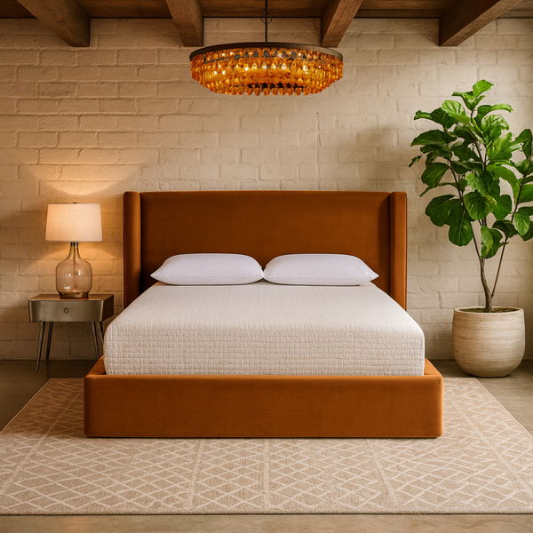 Kendall - Velvet Upholstered Bed - Cognac